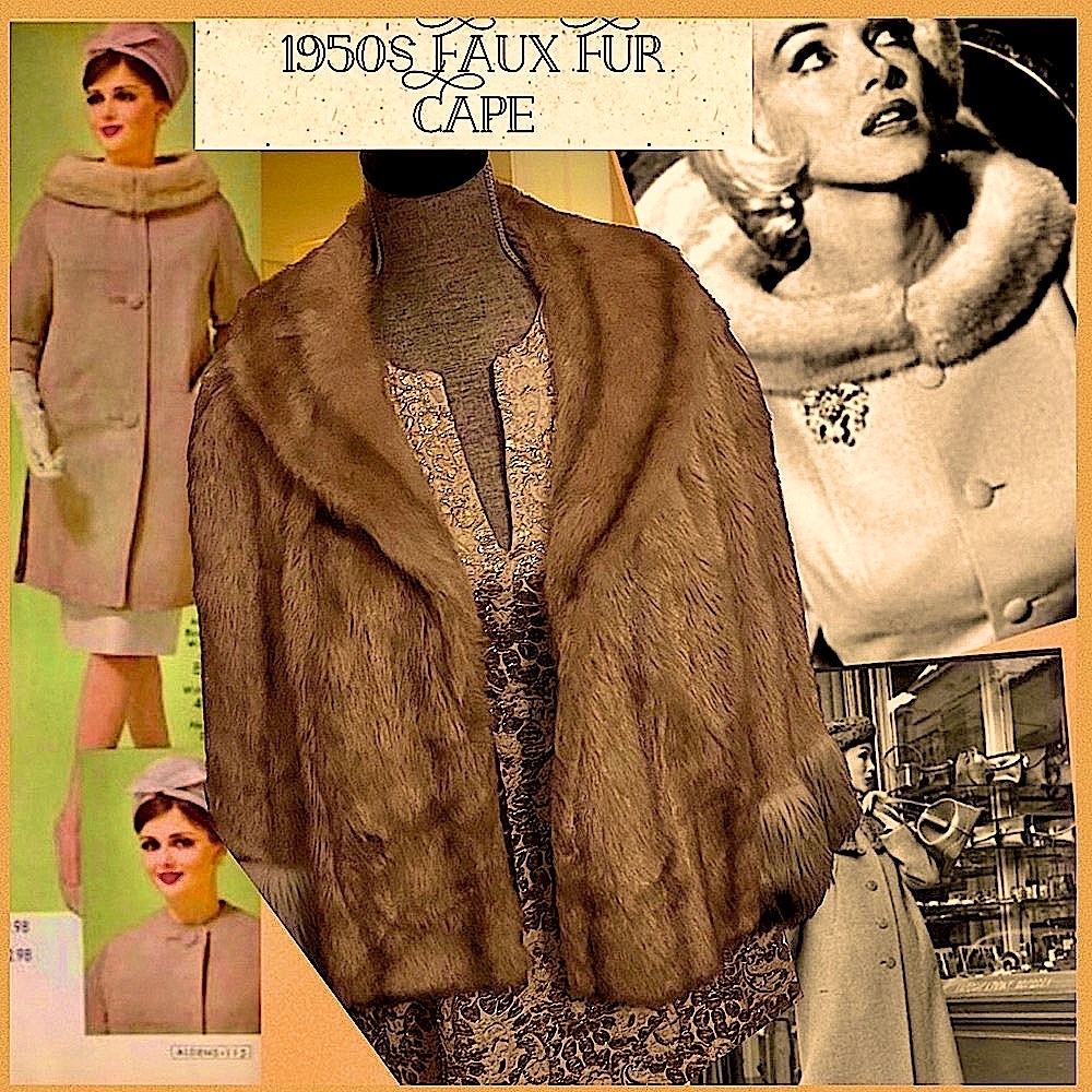 🔸1950s Vintage Pinup Faux Fur Cape/Capelet🔸